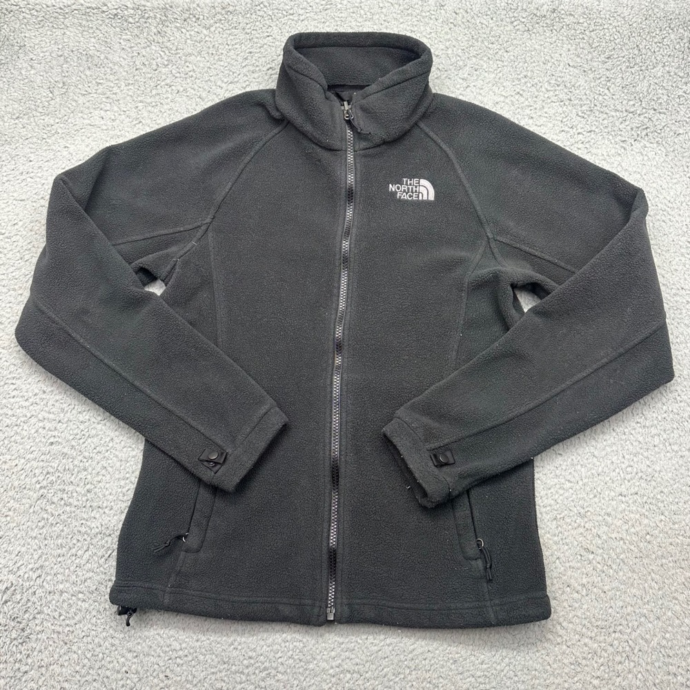 The North Face T201 F13 Womens Small Full Zip Black Poly Fleece Jacket CR04JK3